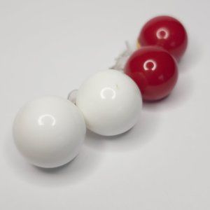 Lot of 2 Pairs Ball Stud Earrings (Red, White)